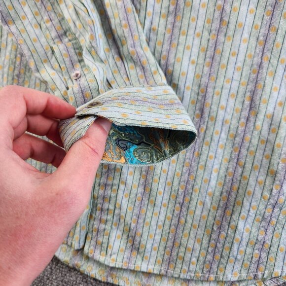 Robert Graham Men Multicolor Striped Geometric Long Sleeve Button Up Shirt ~Med - Picture 15 of 16